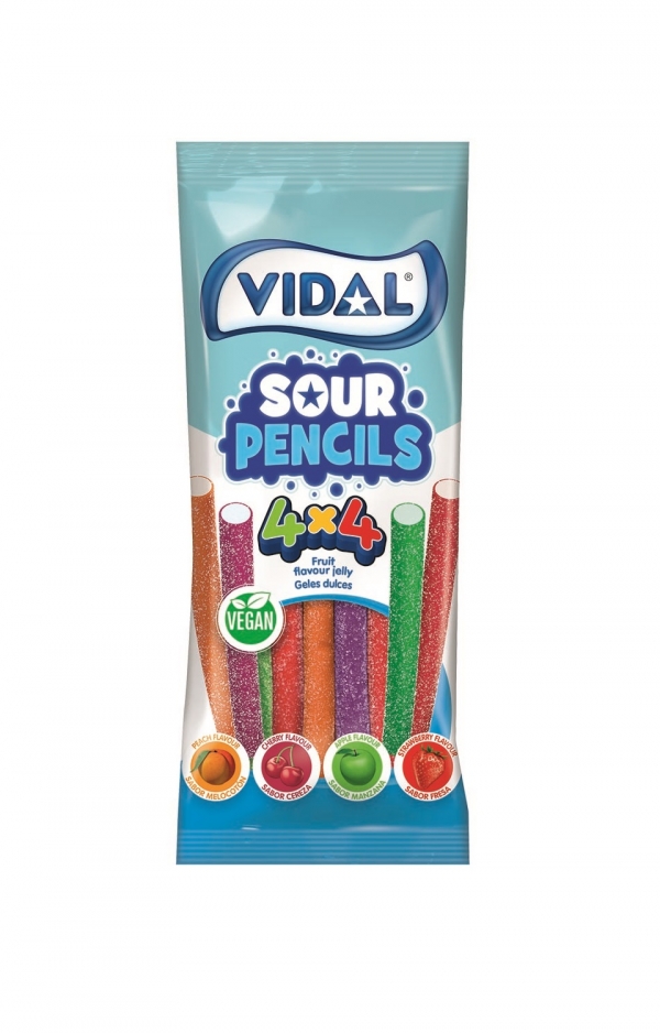 Sour Pencils 4 cores Vidal 100g
