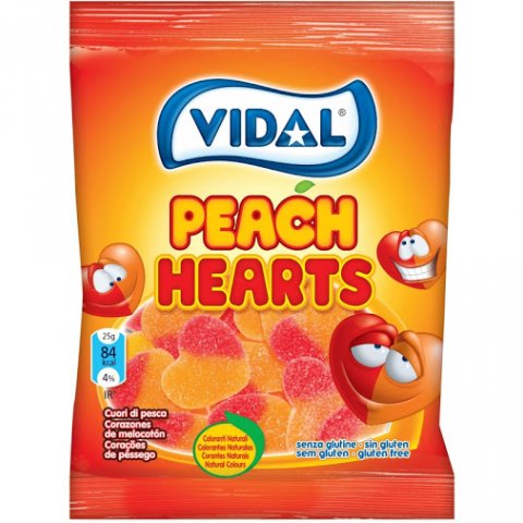 Corações de Pêssego com Açúcar Vidal 100g